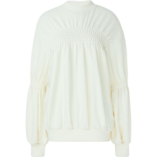 【折扣】YCH秋冬女精美细节褶饰棉质平纹布卫衣