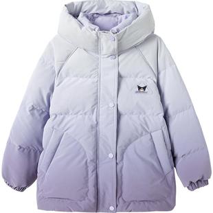 库洛米IP巴拉巴拉女童羽绒服中大童洋气外套冬季童装儿童加厚黑色