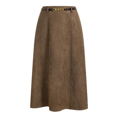 HeyDressa字法式复古麂皮半身裙