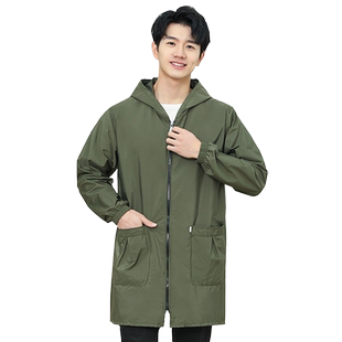 罩衣男加绒大人防水围裙罩衣时尚防油长袖外穿秋冬大褂大码工作服