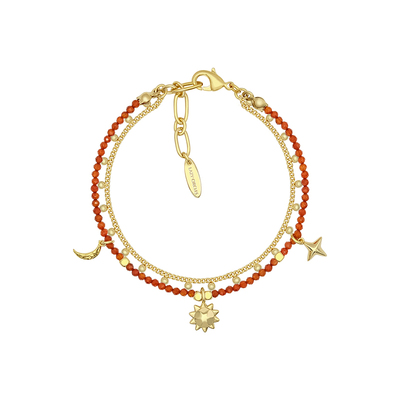 LAZY CIRCLES暖日流光手链新年红礼物太阳双层叠戴串珠链条首饰