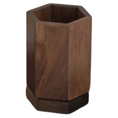 黑胡桃实木化妆刷收纳筒