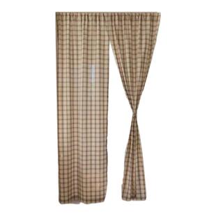 复古格子门帘简约半帘韩式免打孔厨房隔断帘窗帘定.