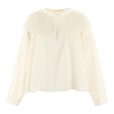 wanatry杏色纯棉压褶娃娃领衬衫