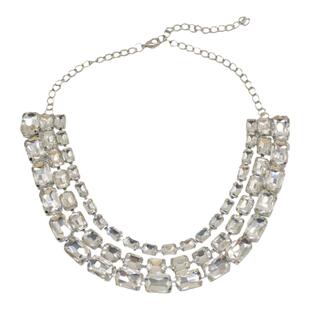 欧美夸张闪钻三层大宝石项链女时尚个性颈链轻奢chocke锁骨链潮