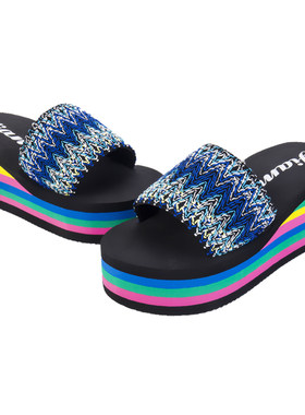 民族风凉拖鞋女夏大码厚底松糕
