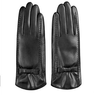 进口纯羊皮真皮手套女式秋冬季加绒触屏保暖防风骑行薄款开车软皮