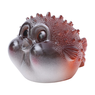 茶宠摆件招财变色泡泡鱼桌面可养创意精品茶道茶具茶桌河豚装饰