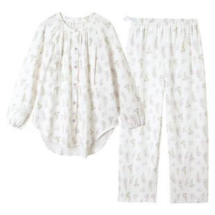 月子服纯棉全棉吸汗产后9月份8喂奶可外穿大码春夏孕妇哺乳睡衣女