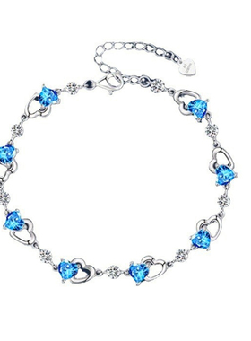 高颜值女款海洋之心蓝钻手链儿童