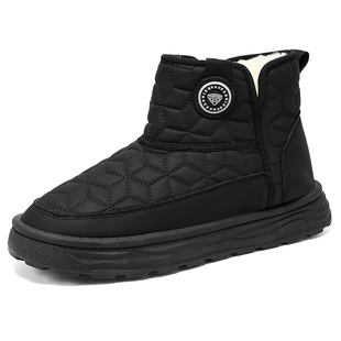 2025男款冬新款加绒保暖老北京布鞋一脚蹬高帮棉鞋皮毛一体雪地靴