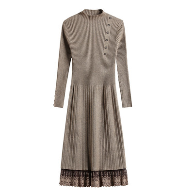 打底连衣裙秋冬季长款过膝蕾丝