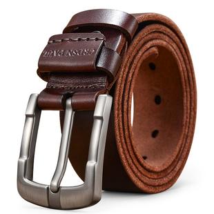 【头层黄牛皮】男士皮带男纯正牛皮中青年复古休闲裤腰带针扣皮带