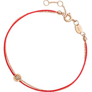 周生生PROMESSA18K金啡钻本命年小圆满红绳手链88380B