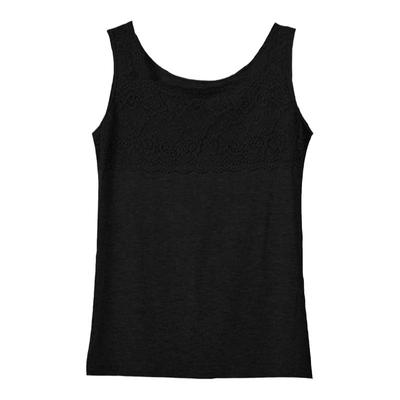 莫代尔棉修身蕾丝纯色吊带背心