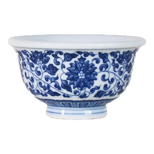 仿雍正点工青花缠枝莲小压手杯景德镇陶瓷小号主人品茗杯功夫茶杯