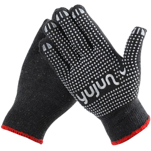 劳保手套加厚耐磨点塑点珠胶白棉线手套防滑工作尼龙手套劳保防护