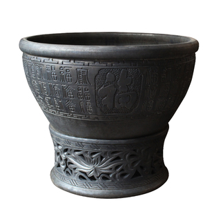 虎头盆兰寿金鱼缸聚宝盆流水摆件龟盆古法养鱼土陶缸碗莲泥盆瓦缸