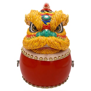 【本尼家】小号-国潮醒狮摆件舞狮头非遗手工陶瓷开业大吉礼物