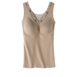 羊绒桑蚕丝智暖滋养蕾丝文胸背心女士柔软亲肤秋冬季打底保暖内衣