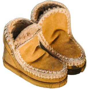 大地色系COMMEZOEY爱斯基摩18CM冬季加厚A级羊皮毛一体雪地靴女