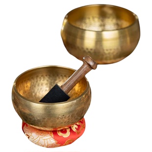 九喜玛金色素面颂钵梵音碗瑜伽冥想静心乐器家用款迷你铜体摆件