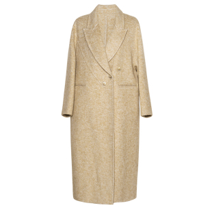 罗衣淡人系巨显白黄色大衣女冬高级极简风长款双面毛呢外套12931