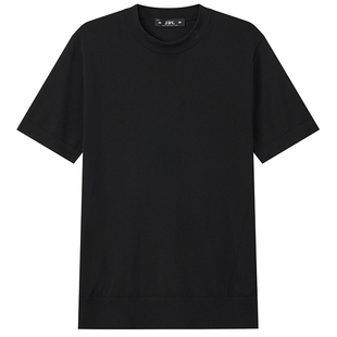 JDV男装商场同款夏季新款黑色圆领短袖T恤含棉上衣SKS5354