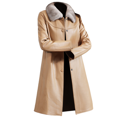 毛领复古中国风头层绵羊皮衣外套