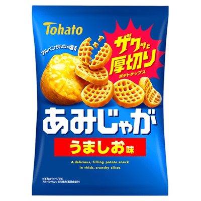 满足感日本桃哈多厚切网格薯片