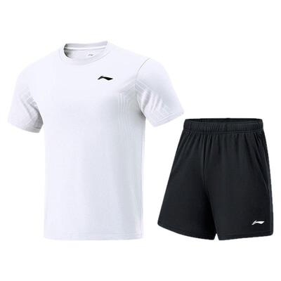 李宁正品乒乓球系列男女同款简约圆领舒适百搭运动套装AATU015-5