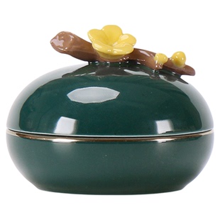 梅花瓷盒30ml扁圆罐化妆品盒药膏罐香粉盒口红罐药材罐迷你收纳盒