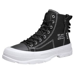 帆布男鞋冬季2026新款运动休闲高帮鞋男士厚底增高潮流百搭马丁靴