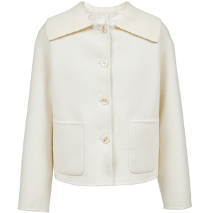 Vero Moda毛呢大衣2025秋冬新款可拆马甲针织拼接领口短款外套