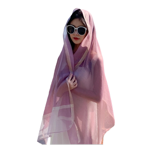 丝巾围巾披肩纱巾沙滩巾防晒长款超大旅游度假薄款韩版百搭披风女