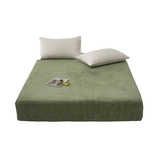 秋冬纯色加厚牛奶绒床笠单件 保暖珊瑚绒床单三件套加绒床垫套罩