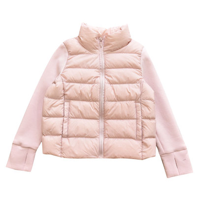 女童90白鸭绒立领轻盈保暖羽绒服儿童拼接袖校服神器保暖棉服外套