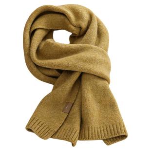 羊毛混纺大尺寸「野玫红」高阶针织纯色围巾加厚保暖围脖女冬季男