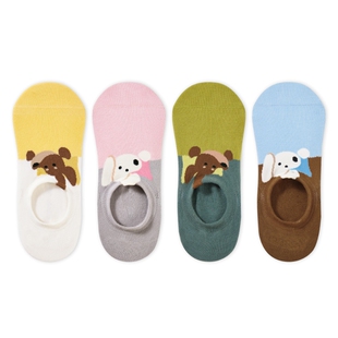 上森袜子女短袜船袜短筒可爱小狗棉袜夏季透气薄款灰色袜子senpop