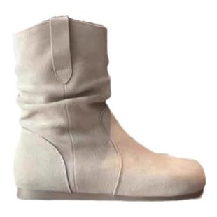 复古内增高小短靴子女2025新款早秋冬加绒厚棉靴马丁靴平底堆堆靴