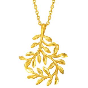 周生生树叶黄金吊坠足金挂坠项坠女款婚嫁结婚贺礼50461P