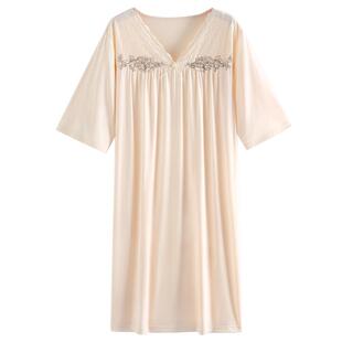 芬腾莫代尔睡裙女夏季薄款七分袖孕妇夏天睡衣高级感大码连衣裙