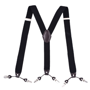 男士英伦背带夹六夹强力吊裤带胖人弹力复古黑色西裤老人裤带吊带