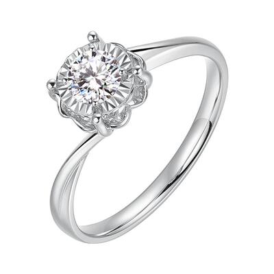 通灵珠宝花意18K金钻戒