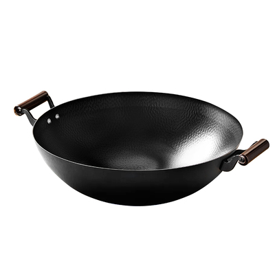 苏泊尔双耳大铁锅锤纹不粘家用老式炒菜锅无涂层精铁锅圆底商用