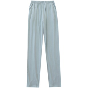 日系可外穿睡裤女春秋纯色长裤纯棉薄文艺学生宽松大码休闲家居裤