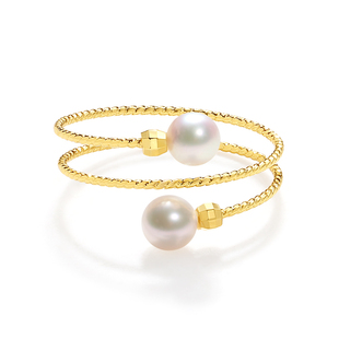 珍珠戒指女纯银多层开口可调节天然淡水正圆轻奢高级感小珠手饰品