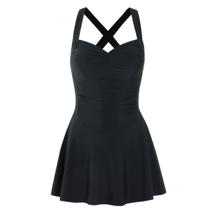 2024新款泳衣女连体花少同款秦岚遮肚显瘦挂脖抹胸抽绳度假游泳女