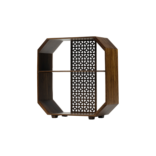 观岚重竹窗格镂空置物架茶具家用茶壶茶杯收纳柜茶室摆件茶道配件