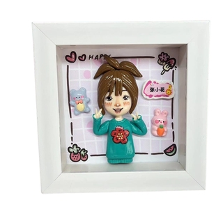 q版人偶相框人偶定制黏土摆件情侣结婚毕业礼物生日泥塑送女朋友